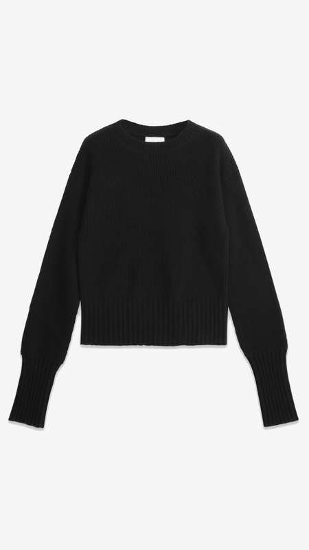 Design della moda Black Cashmere Crewneck Sweater