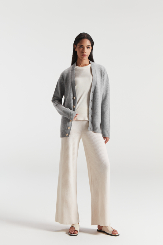 Cashmere Vie di Women's Pure Cashmere V Grey Cardigan