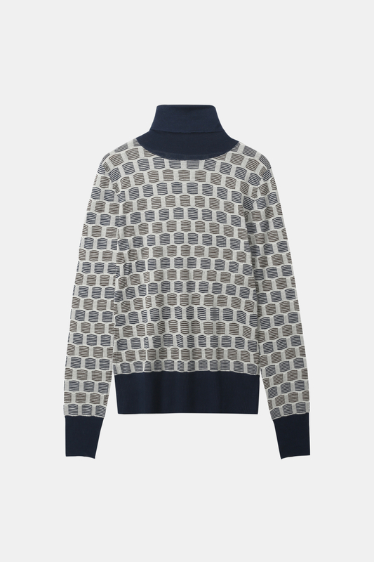 Turtleneck Jumper con modello a blocchi
