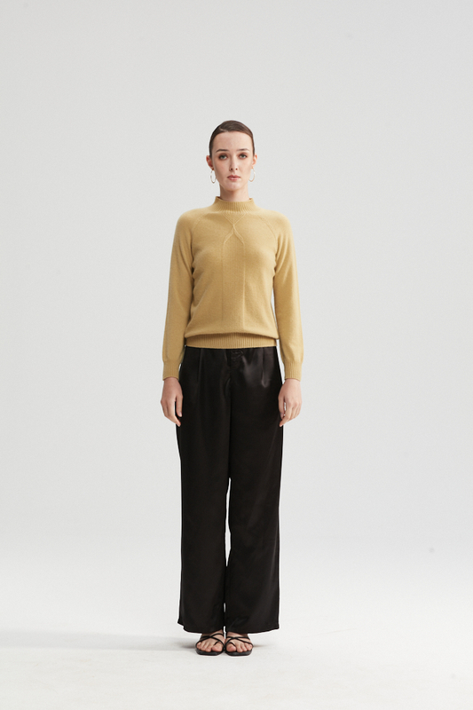 Maglione a maniche lunghe giallo chiaro 