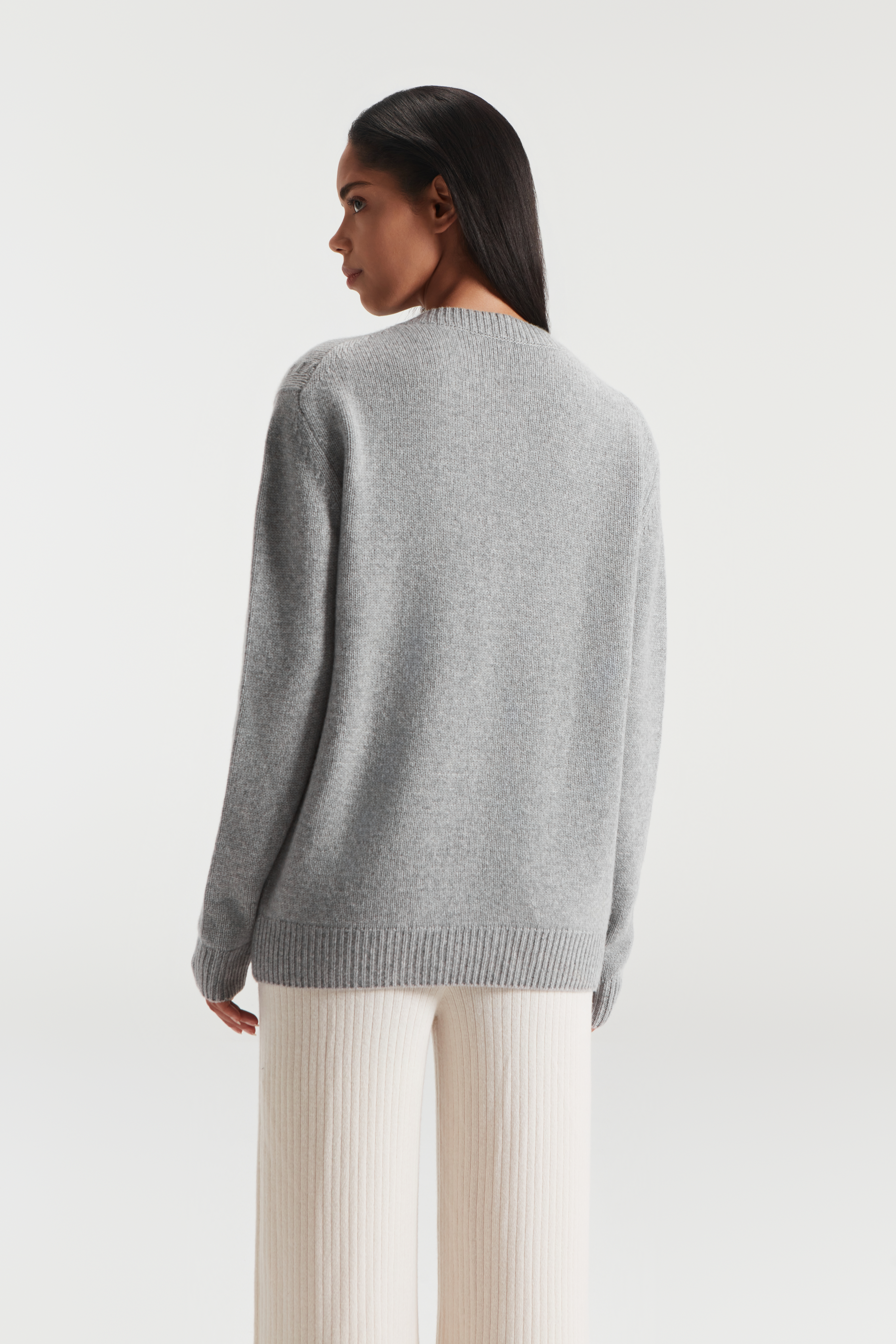 Cashmere Vie di Women's Pure Cashmere V Grey Cardigan