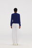 Maglione di cardigan premium in cashmere navy