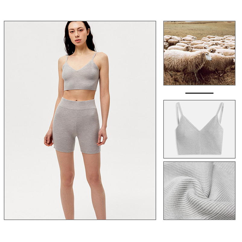 Lussuoso reggiseno sportivo a maglia al 100% in cashmere per il massimo comfort