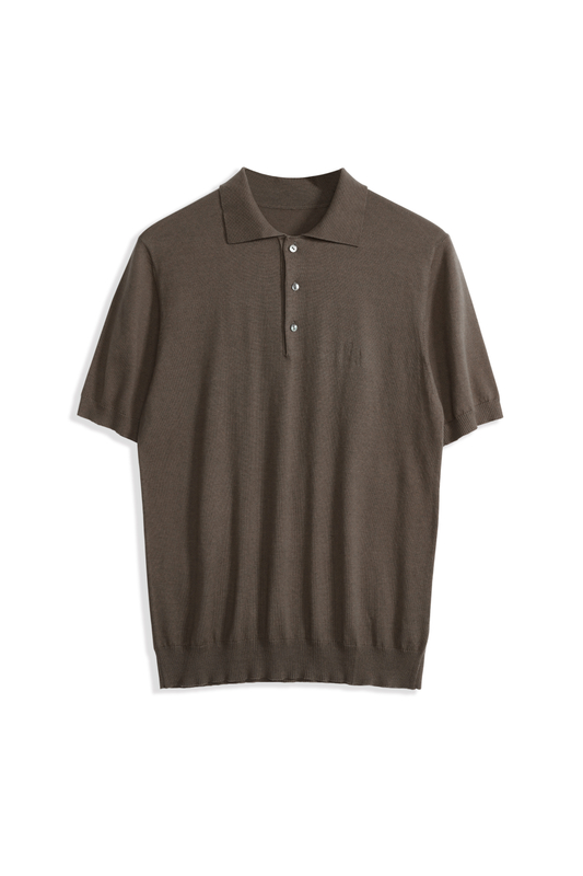 T-SHIRT POLO DA UOMO IN MISTO COTONE E SETA COLORE TINTA UNITA