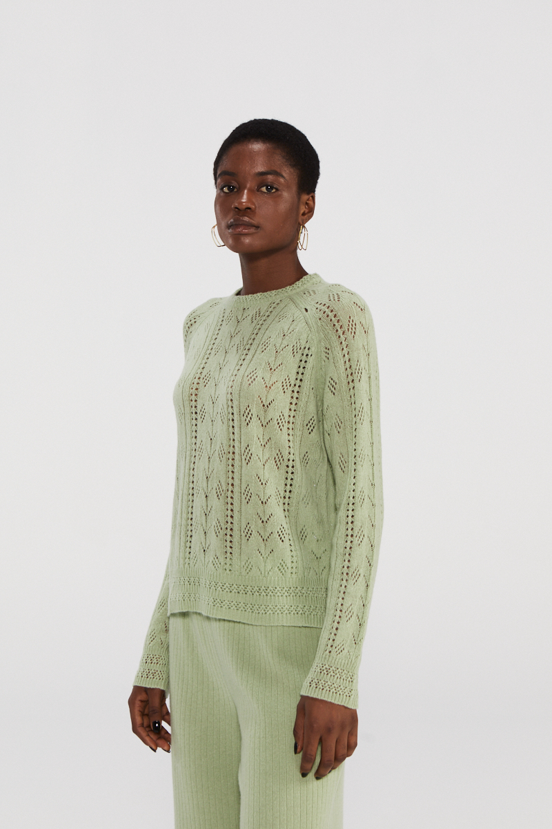 Maglione in cashmere leggero con design openwork
