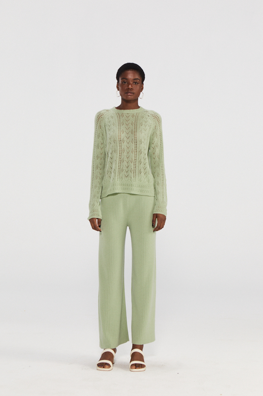 Cashmere Top Openwork Green Green Light