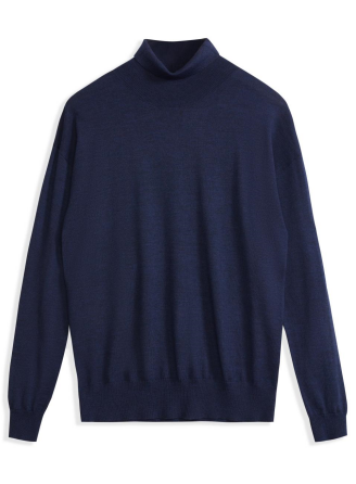 Pullover blu scuro puro con puro a collo alto maschile