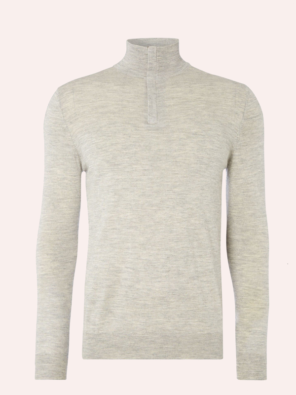 PULLOVER DA UOMO IN LANA SUPER FINE A COLLO ALTO 16 GAUGE