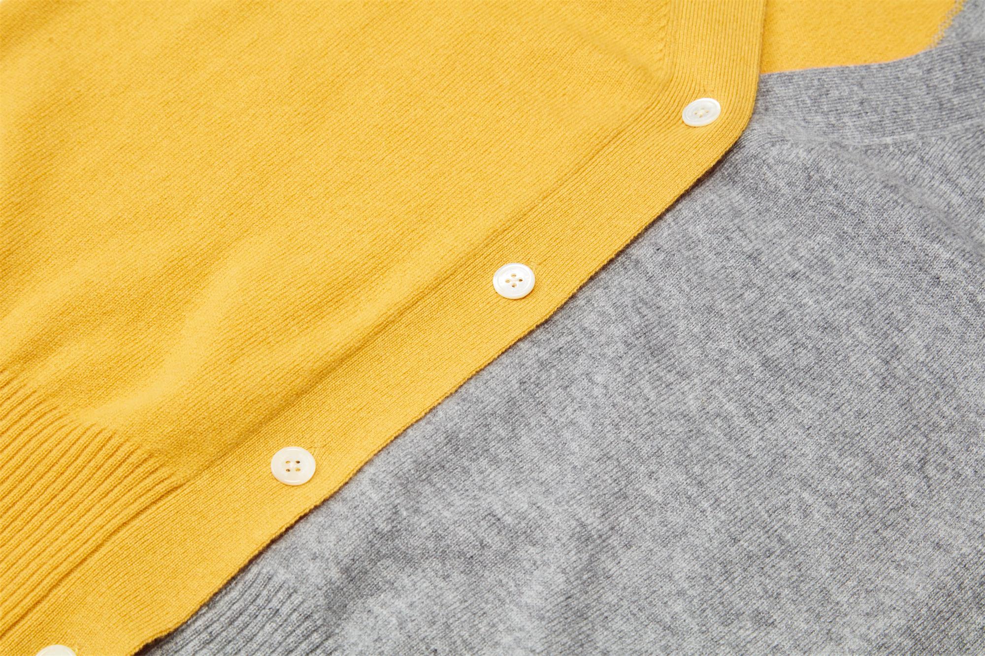 Cardigan in puro cashmere con scollo a V color block personalizzato | Produttore di maglieria da donna OEM