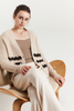 Stripe di grano a V Women a V Pure Cashmere Button Cardigan 