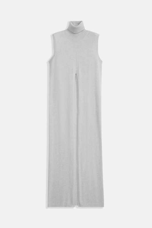 Abito grigio alto in cashmere puro delle donne