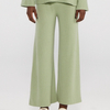 Pantaloni a gamba larga in maglia verde chiaro da donna | Produttore OEM di abbigliamento da casa fluido