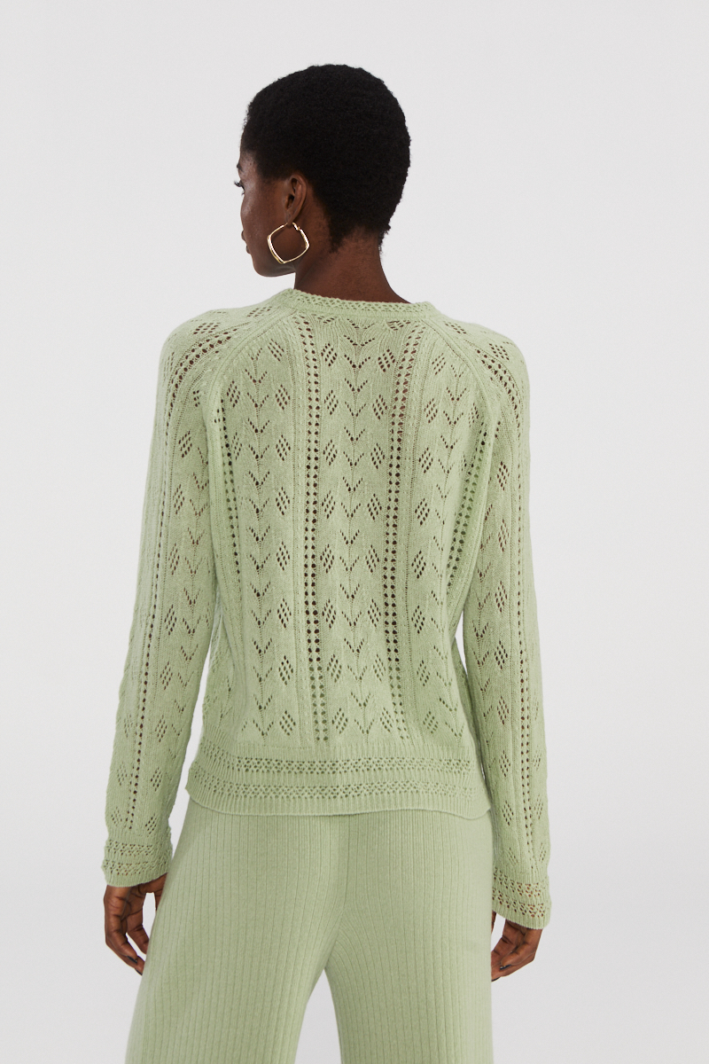 Cashmere Top Openwork Green Green Light