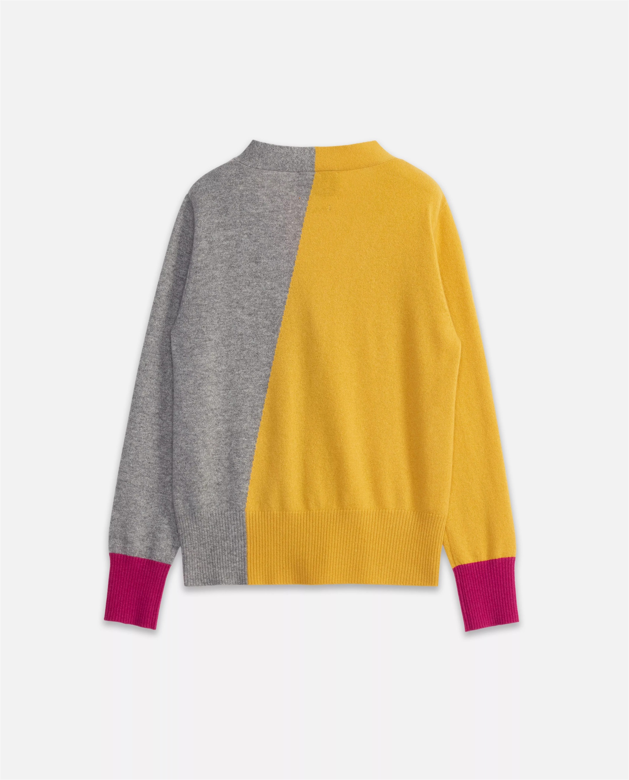 Cardigan in puro cashmere con scollo a V color block personalizzato | Produttore di maglieria da donna OEM