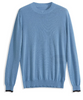 Pullover di cotone puro blu rotondo da uomo