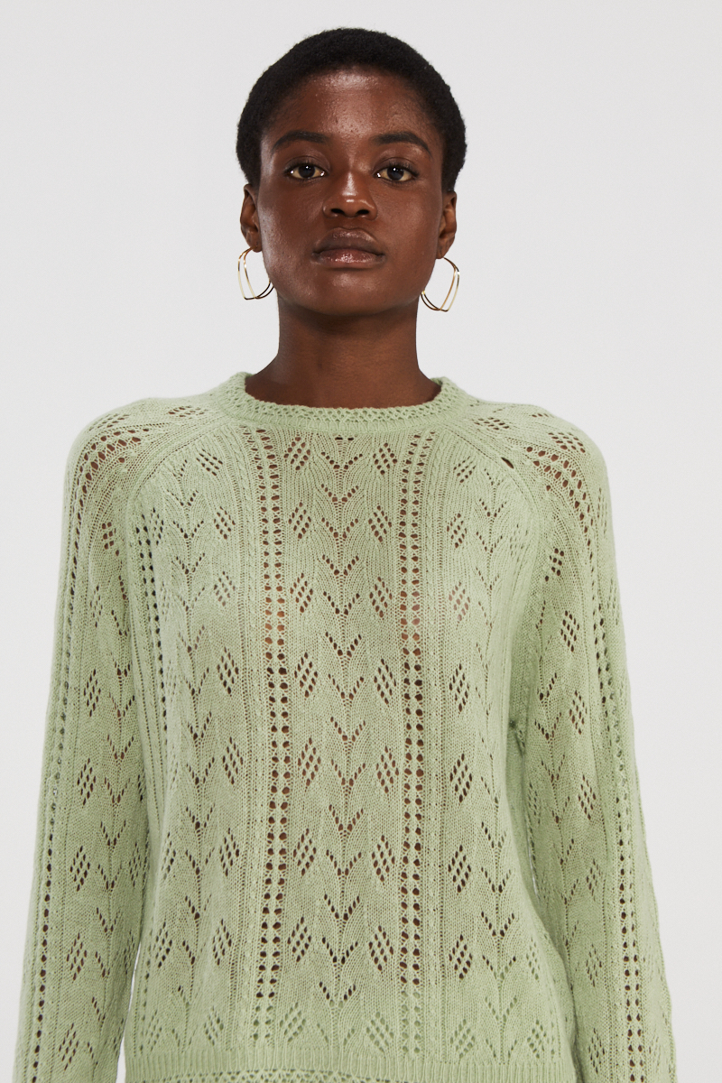 Maglione in cashmere leggero con design openwork