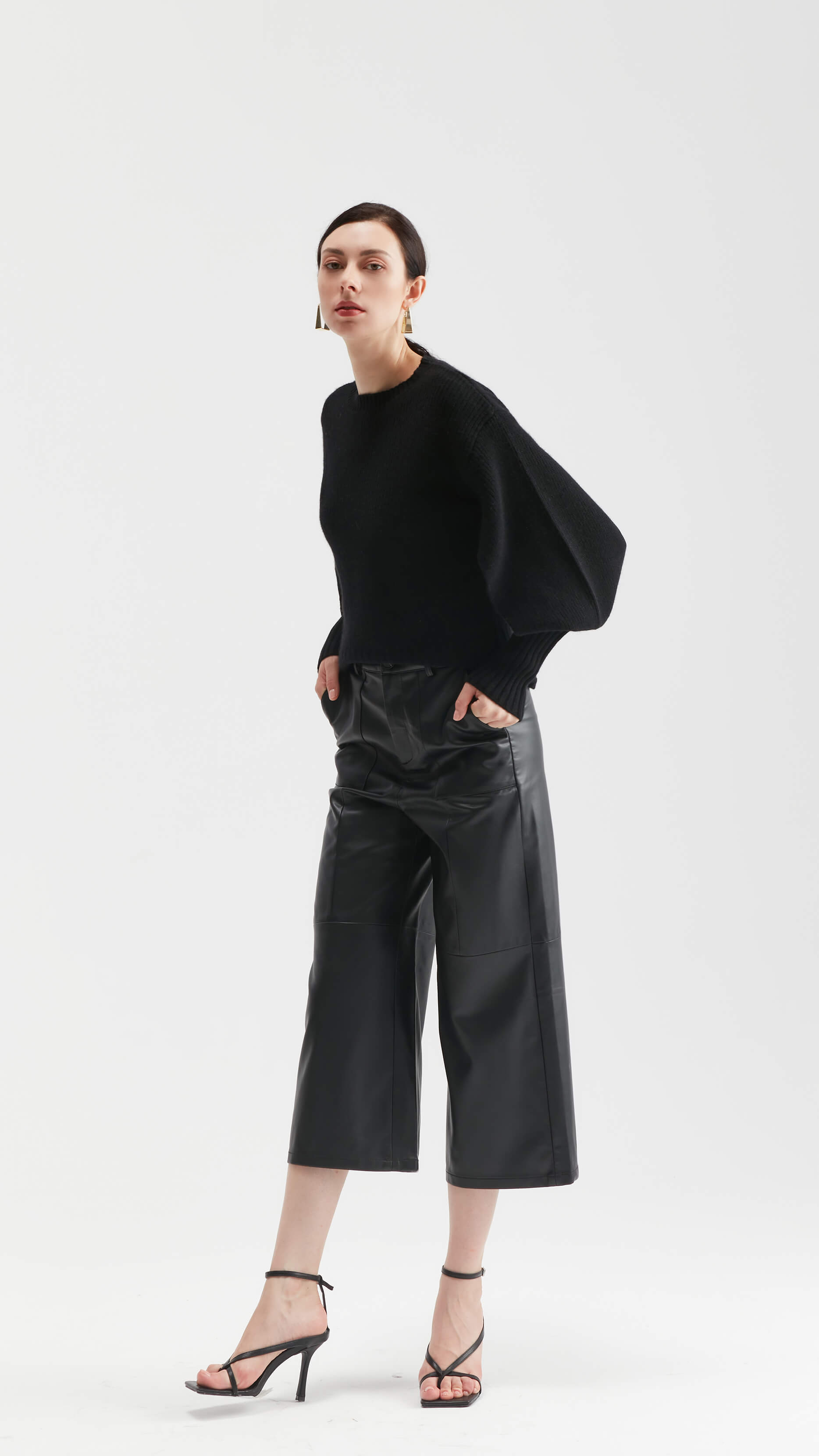 Design della moda Black Cashmere Crewneck Sweater