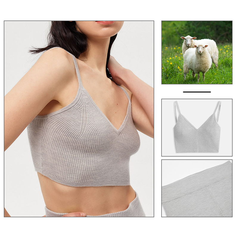 Lussuoso reggiseno sportivo a maglia al 100% in cashmere per il massimo comfort