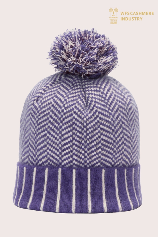 Berretto in puro cashmere a righe premium | OEM di accessori in maglia