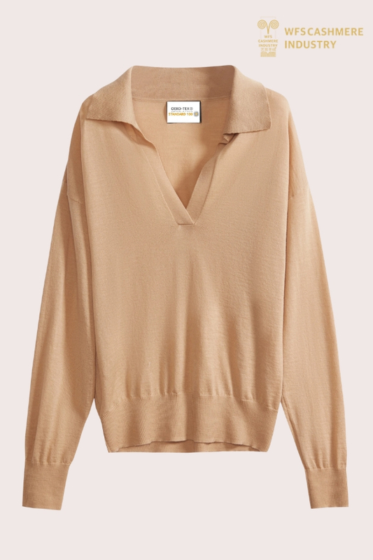 Pullover premium in maglia pettinata a collo aperto | OEM calibro 16