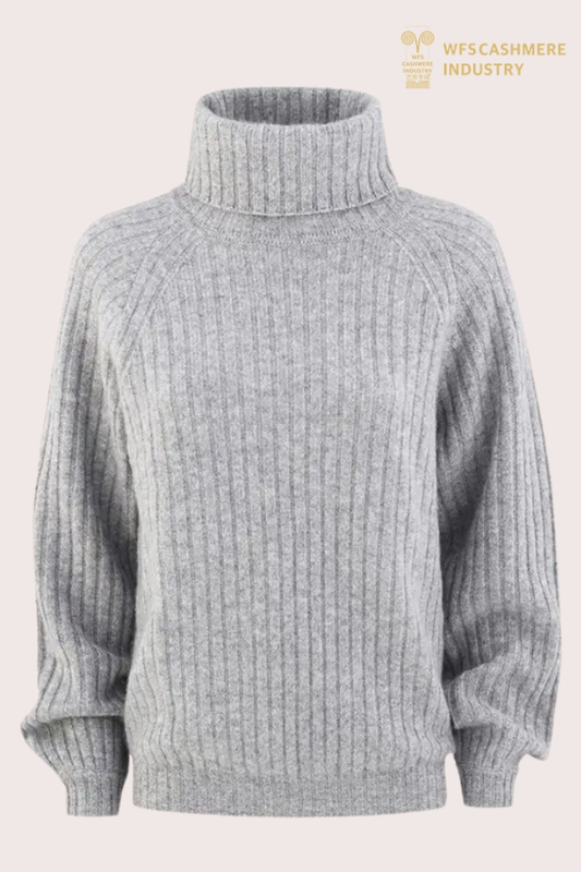 Dolcevita in cashmere a coste grosse 7GG da donna premium | Fabbrica di maglieria OEM personalizzata