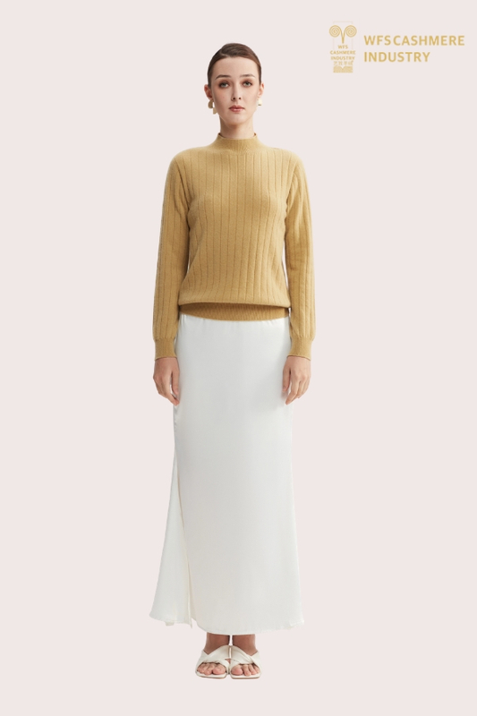 Maglione in cashmere a coste senza cuciture | OEM di strato di base in maglia 3D