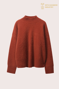 Maglione girocollo rosso mattone personalizzato OEM | Maglieria Eco-Tinta