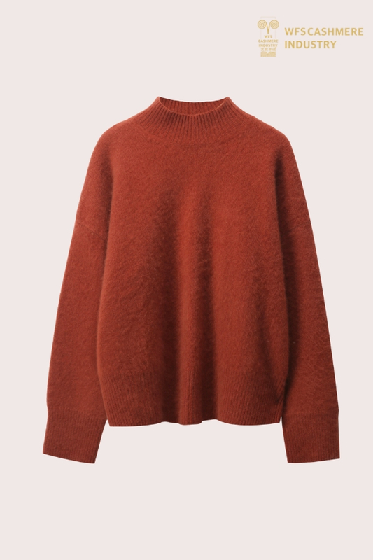 Maglione girocollo rosso mattone personalizzato OEM | Maglieria Eco-Tinta