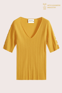 Pullover estivo premium in cashmere con scollo a V | OEM in maglia leggera
