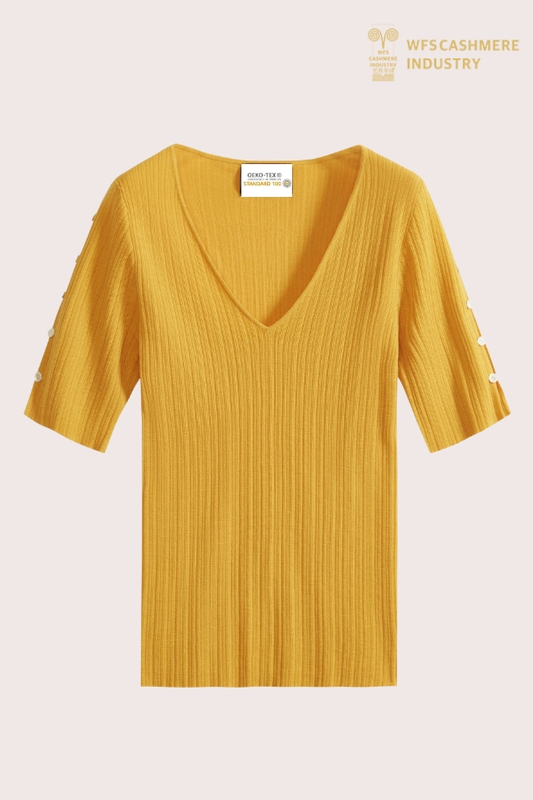 Pullover estivo premium in cashmere con scollo a V | OEM in maglia leggera