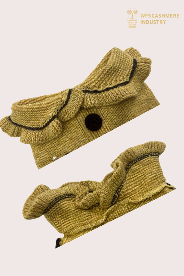 7GG Maglione per animali domestici con colletto a volant e applicazione di orsetto all'uncinetto | OEM di maglieria artigianale per animali domestici