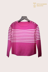 Maglione a righe in puro cashmere premium 15μm | Produttore di maglieria OEM personalizzata