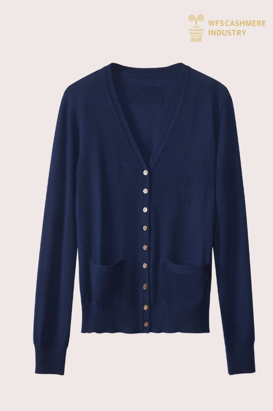 Cardigan premium da donna in puro cashmere 12GG (blu navy classico) | OEM personalizzato