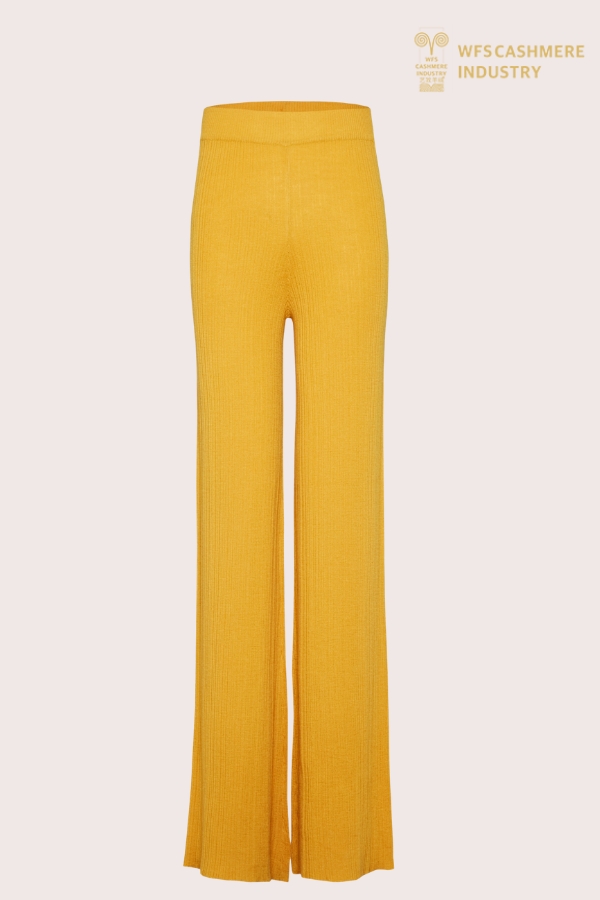 Pantaloni da donna in maglia di puro cashmere | Produttore OEM di pantaloni a gamba larga di lusso