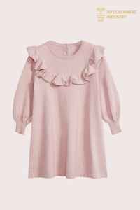 Abito a maniche lunghe da ragazza di alta qualità | Produttore OEM di abiti in cotone 95% 5% cashmere