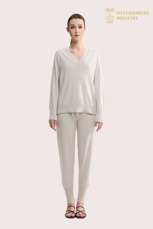 Scollo a V in puro cashmere lavabile in lavatrice | OEM di facile manutenzione