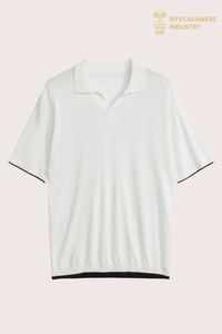 Polo premium da uomo con scollo a V in puro cotone 16GG | OEM di maglieria con colletto Johnny
