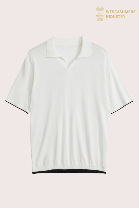 Polo premium da uomo con scollo a V in puro cotone 16GG | OEM di maglieria con colletto Johnny