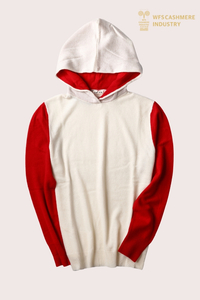 Felpa con cappuccio in cashmere premium a contrasto di colore | OEM di abbigliamento da casa di lusso