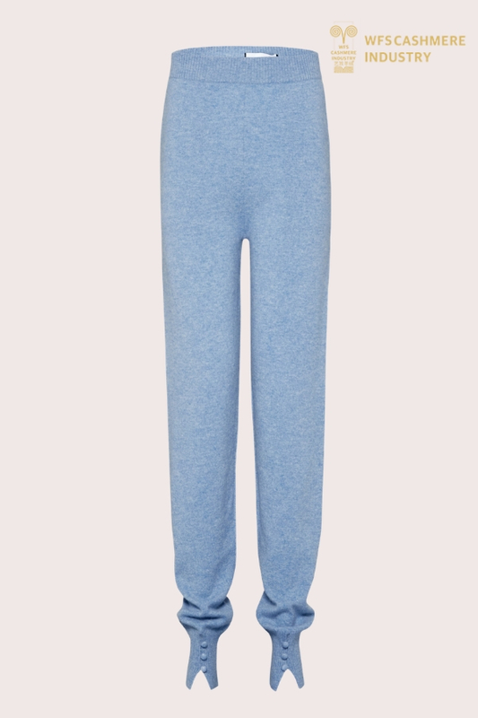 Pantaloni Jogger da donna in puro cashmere blu | Produttore OEM di articoli sportivi di lusso