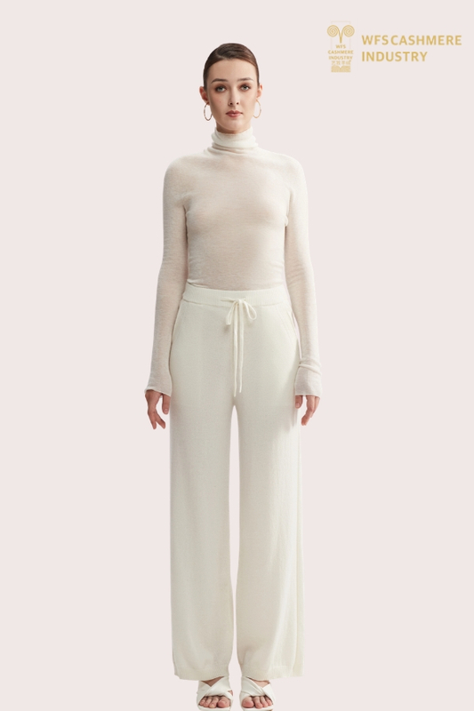 Pantaloni a gamba larga in puro cashmere da donna | Produttore OEM di pantaloni in maglia di lusso