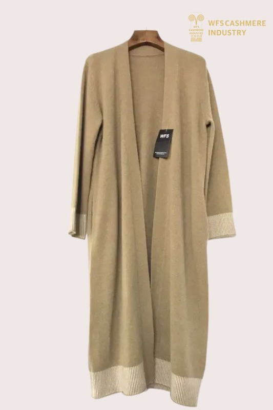 Cardigan lungo premium da donna in lana e cashmere 7GG | Produttore di maglieria OEM