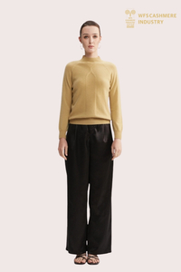 Pullover premium senza cuciture 100% cashmere giallo chiaro | Maglieria OEM/ODM avanzata