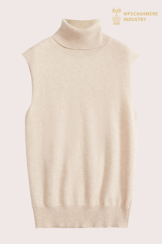 Dolcevita in cashmere senza maniche premium | OEM di gilet in maglia