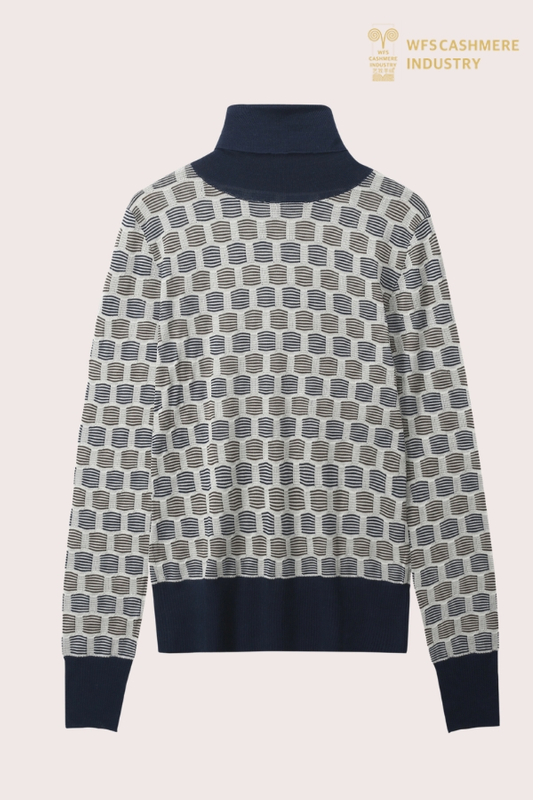 Maglione dolcevita personalizzato a blocchi di colore | OEM di maglieria con intarsio