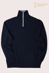 Maglione premium da uomo con zip a un quarto in lana merino ultrafine 16GG | OEM di abbigliamento da uomo di lusso