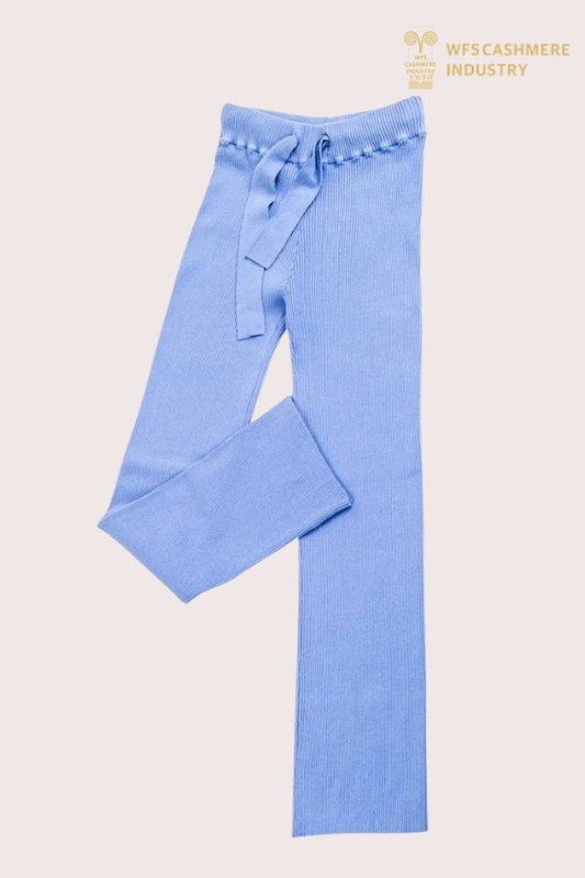 Pantaloni jogger in puro cashmere a coste piccole | Produttore OEM di abbigliamento da casa di lusso
