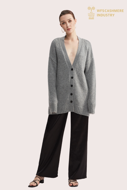 Cardigan RWS Premium con scollo a V in misto lana e cashmere | Maglieria OEM sostenibile