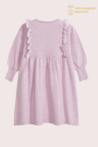 Abito in cashmere di cotone rosa premium per bambini | Produttore OEM di maglieria per ragazza di lusso