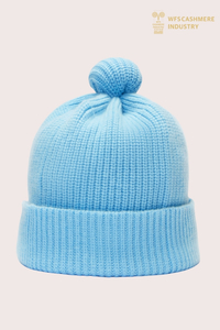 Berretto con pompon a costine in puro cashmere premium | Accessori OEM